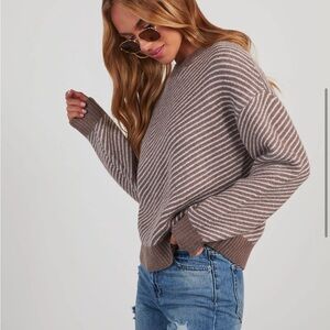 vici mallory stripped crewneck sweater